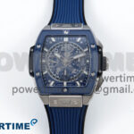 Spirit of Big Bang Titanium BBF 1:1 Best Edition Blue Ceramic Bezel Skeleton Dial on Blue Rubber Strap A7750