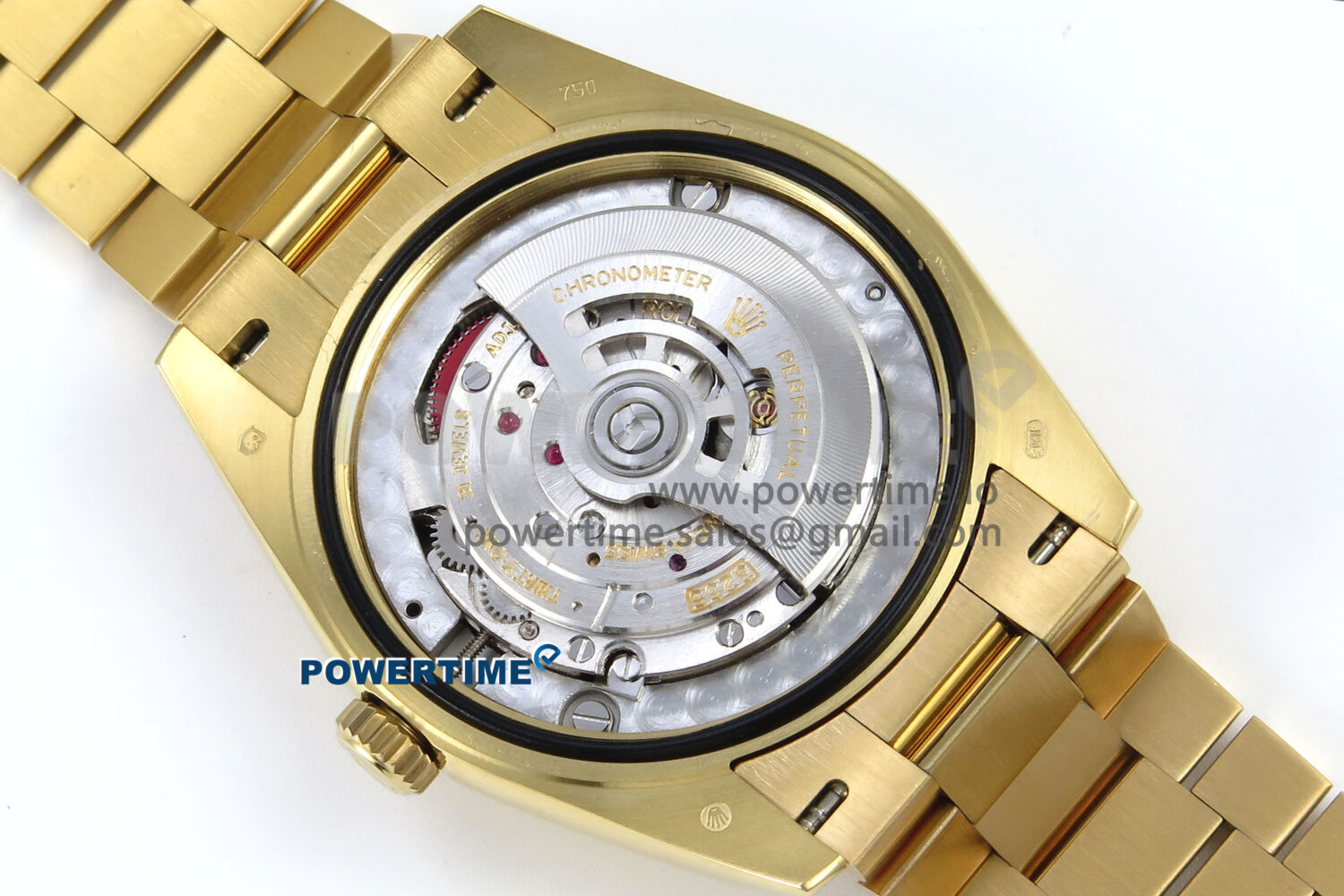 Day Date 128238 36mm YG KF 1:1 Best Edition Black Dial Stick Marker On President Bracelet A2836 (Gain Weight) - Image 10