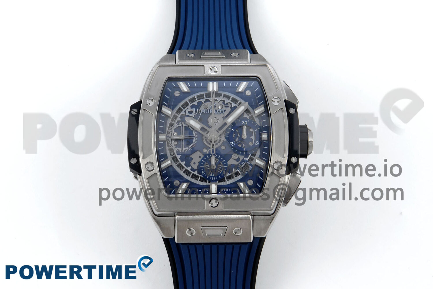 Spirit of Big Bang Titanium BBF 1:1 Best Edition Skeleton Dial on Blue Rubber Strap A7750 - Image 1