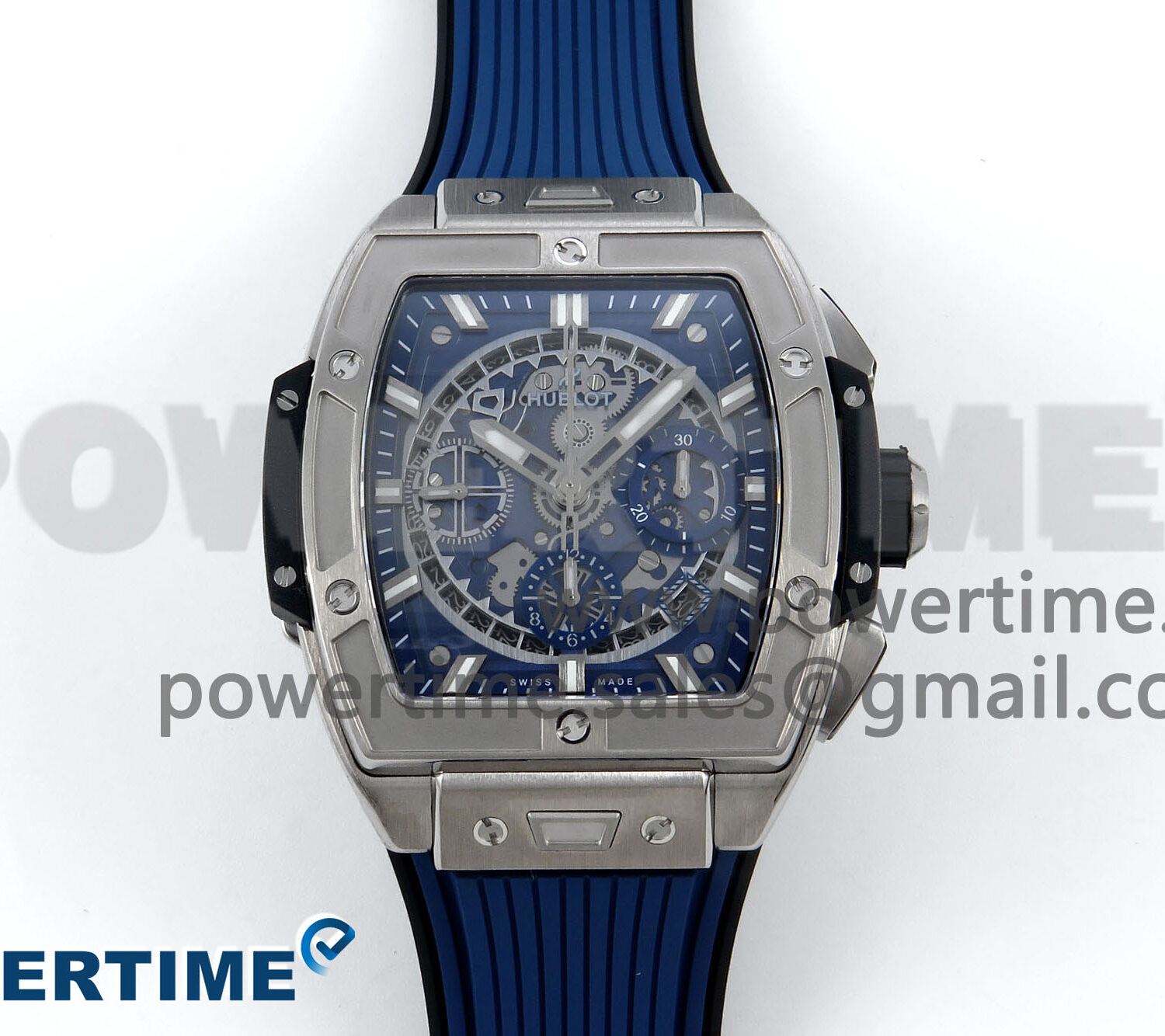 Spirit of Big Bang Titanium BBF 1:1 Best Edition Skeleton Dial on Blue Rubber Strap A7750