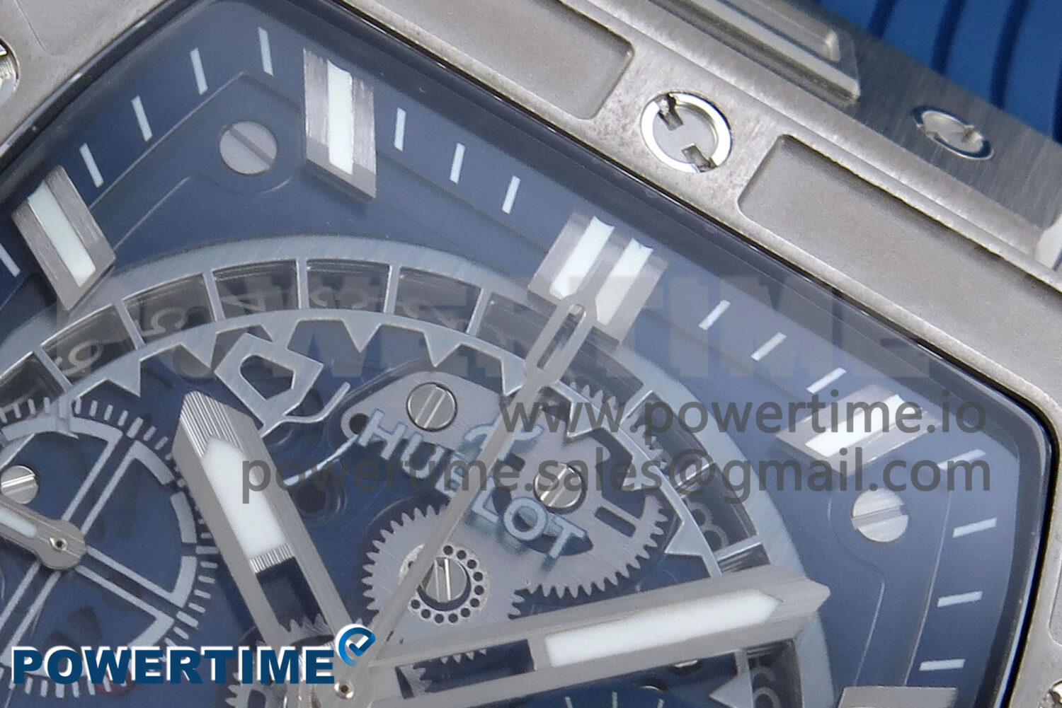Spirit of Big Bang Titanium BBF 1:1 Best Edition Skeleton Dial on Blue Rubber Strap A7750 - Image 4