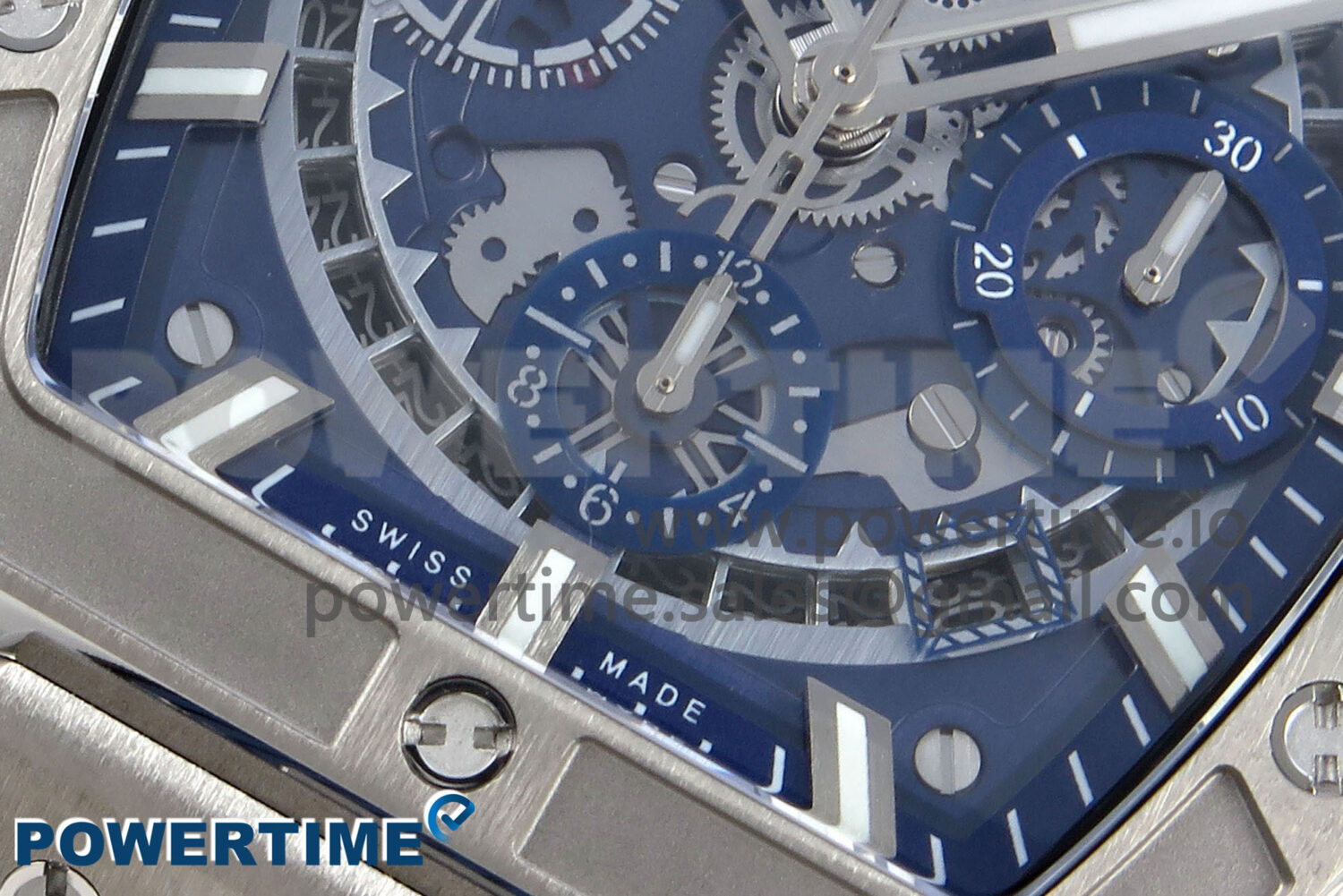 Spirit of Big Bang Titanium BBF 1:1 Best Edition Skeleton Dial on Blue Rubber Strap A7750 - Image 5