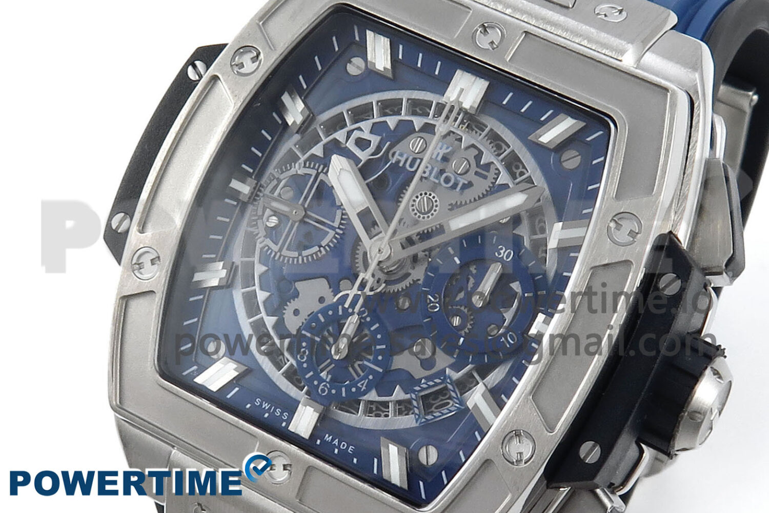 Spirit of Big Bang Titanium BBF 1:1 Best Edition Skeleton Dial on Blue Rubber Strap A7750 - Image 3