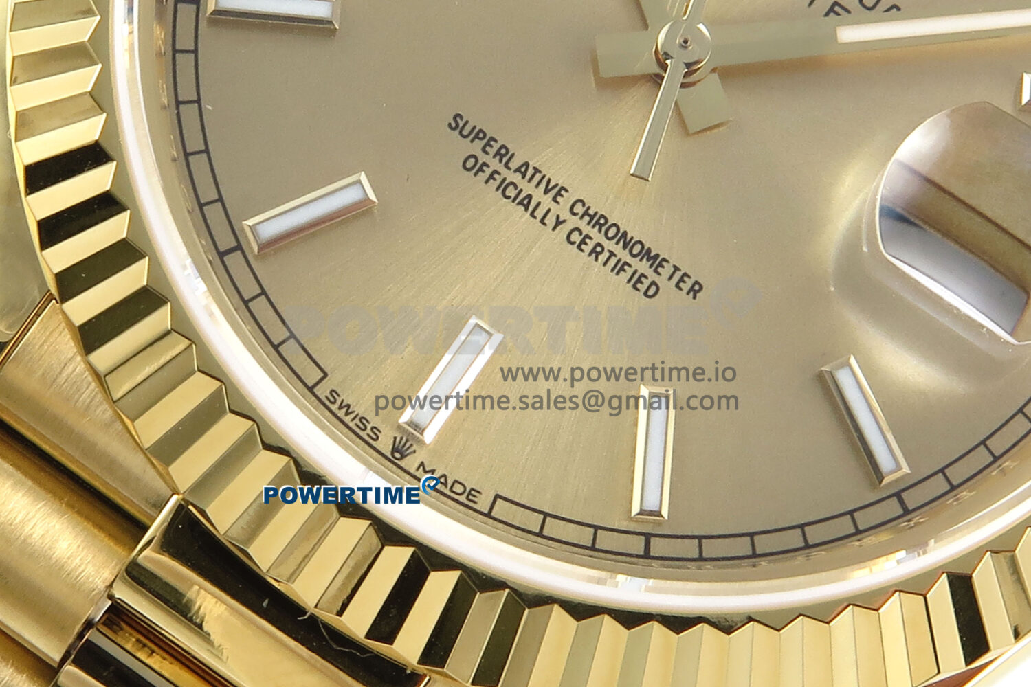Day Date 128238 36mm YG KF 1:1 Best Edition Gold Dial Stick Marker On President Bracelet A2836 (Gain Weight) - Image 5