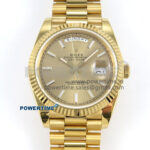 Day Date 128238 36mm YG KF 1:1 Best Edition Gold Dial Stick Marker On President Bracelet A2836 (Gain Weight)