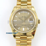 Day Date 128238 36mm YG KF 1:1 Best Edition YG Crystal Dial On President Bracelet A2836 (Gain Weight)
