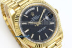 Day Date 128238 36mm YG KF 1:1 Best Edition Black Dial Stick Marker On President Bracelet A2836 (Gain Weight) - Image 2