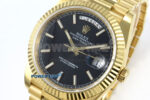 Day Date 128238 36mm YG KF 1:1 Best Edition Black Dial Stick Marker On President Bracelet A2836 (Gain Weight) - Image 3
