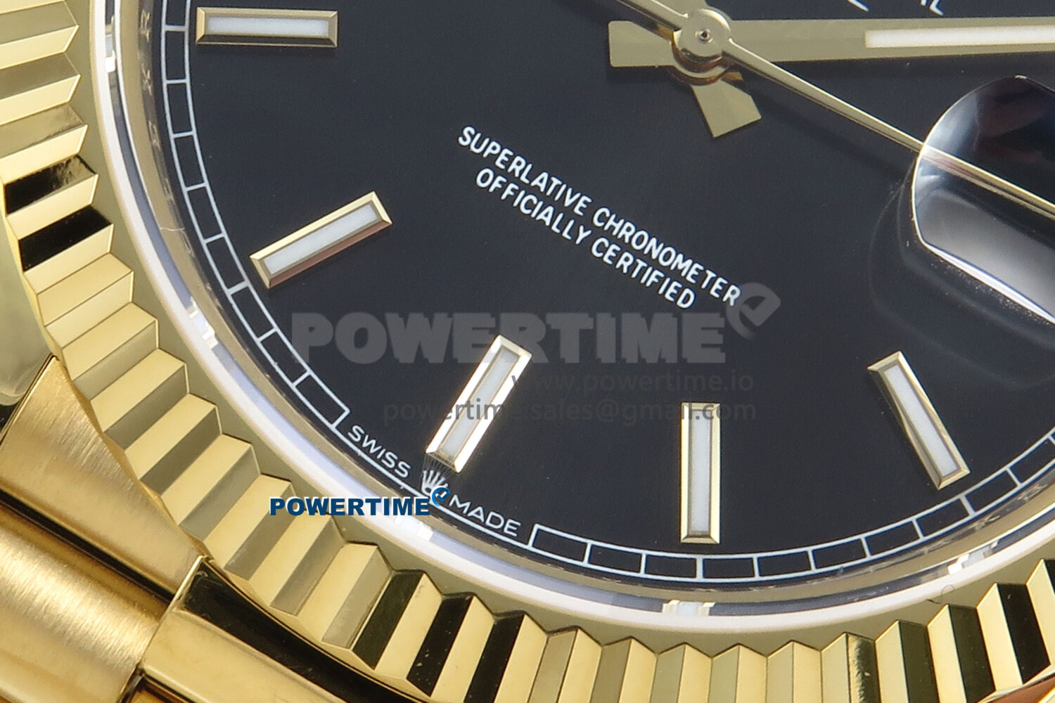 Day Date 128238 36mm YG KF 1:1 Best Edition Black Dial Stick Marker On President Bracelet A2836 (Gain Weight) - Image 5