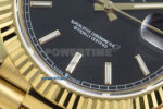 Day Date 128238 36mm YG KF 1:1 Best Edition Black Dial Stick Marker On President Bracelet A2836 (Gain Weight) - Image 5