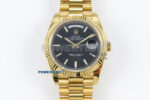 Day Date 128238 36mm YG KF 1:1 Best Edition Black Dial Stick Marker On President Bracelet A2836 (Gain Weight)