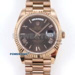 Day Date 128235 36mm RG KF 1:1 Best Edition Brown Roman Dial On President Bracelet A2836 (Gain Weight)