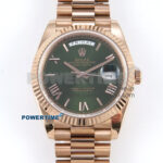 Day Date 128235 36mm RG KF 1:1 Best Edition Green Roman Dial On President Bracelet A2836 (Gain Weight)