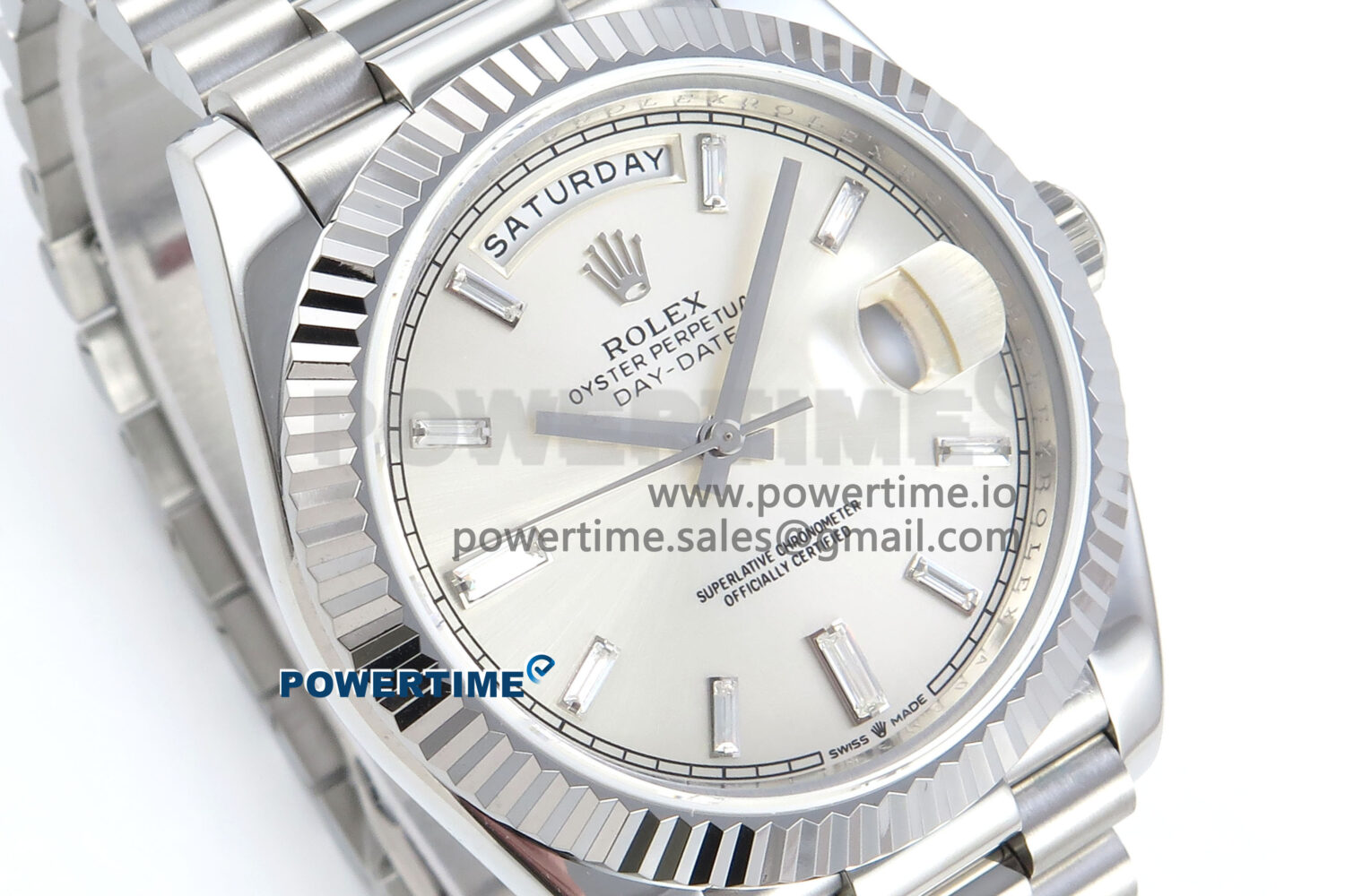 Day Date 128239 36mm SS KF 1:1 Best Edition Silver Crystal Dial On President Bracelet A2836 (Gain Weight) - Image 2