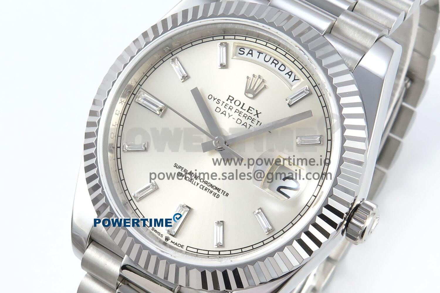 Day Date 128239 36mm SS KF 1:1 Best Edition Silver Crystal Dial On President Bracelet A2836 (Gain Weight) - Image 3