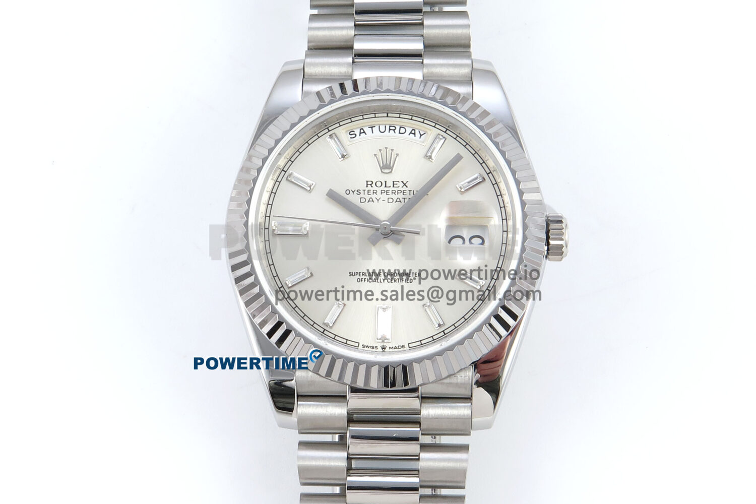 Day Date 128239 36mm SS KF 1:1 Best Edition Silver Crystal Dial On President Bracelet A2836 (Gain Weight) - Image 1