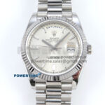 Day Date 128239 36mm SS KF 1:1 Best Edition Silver Crystal Dial On President Bracelet A2836 (Gain Weight)