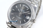 Day Date 128239 36mm SS KF 1:1 Best Edition Gray Dial Stick Marker On President Bracelet A2836 (Gain Weight) - Image 3