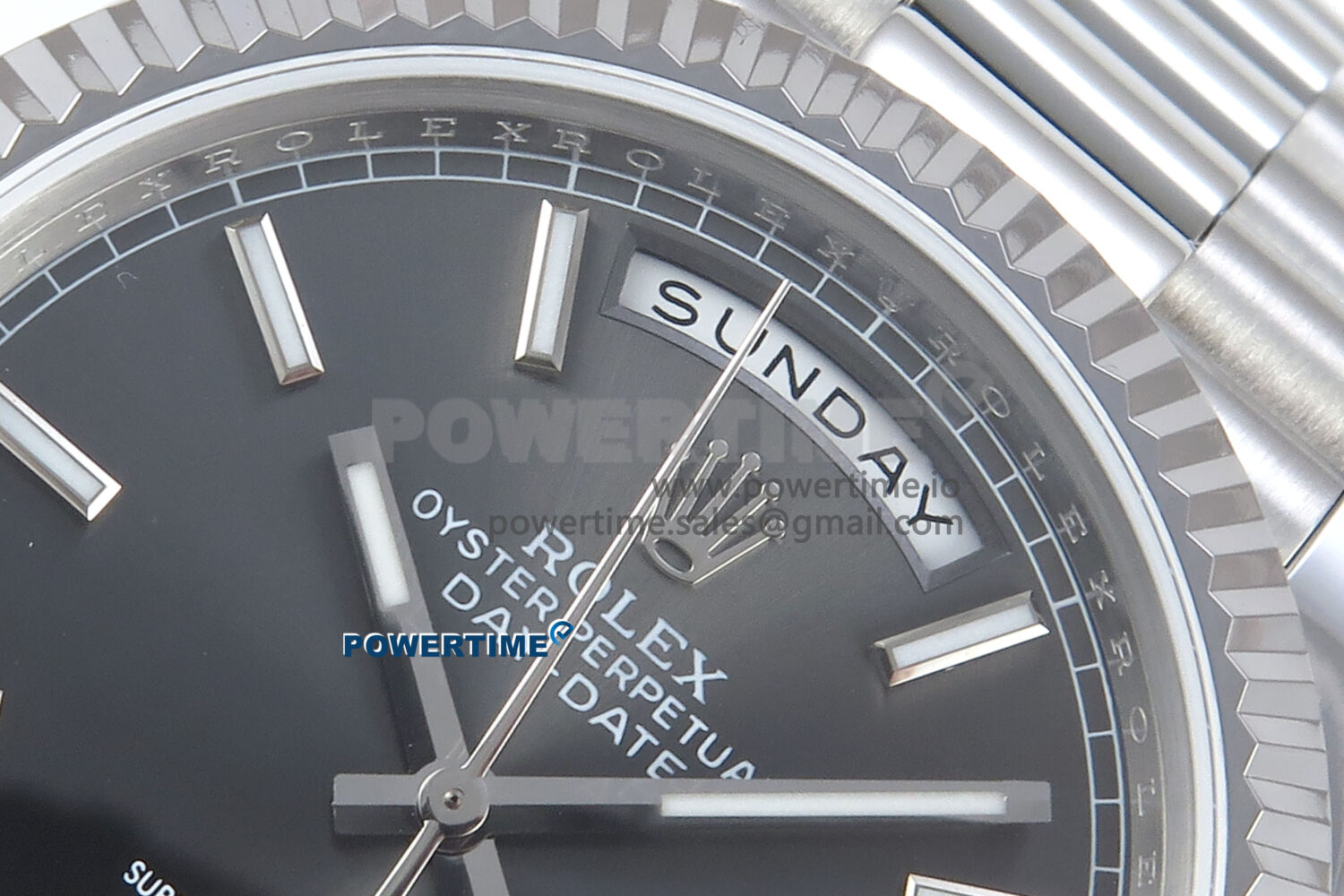 Day Date 128239 36mm SS KF 1:1 Best Edition Gray Dial Stick Marker On President Bracelet A2836 (Gain Weight) - Image 4