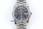 Day Date 128239 36mm SS KF 1:1 Best Edition Gray Dial Stick Marker On President Bracelet A2836 (Gain Weight)