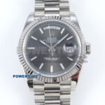 Day Date 128239 36mm SS KF 1:1 Best Edition Gray Dial Stick Marker On President Bracelet A2836 (Gain Weight)