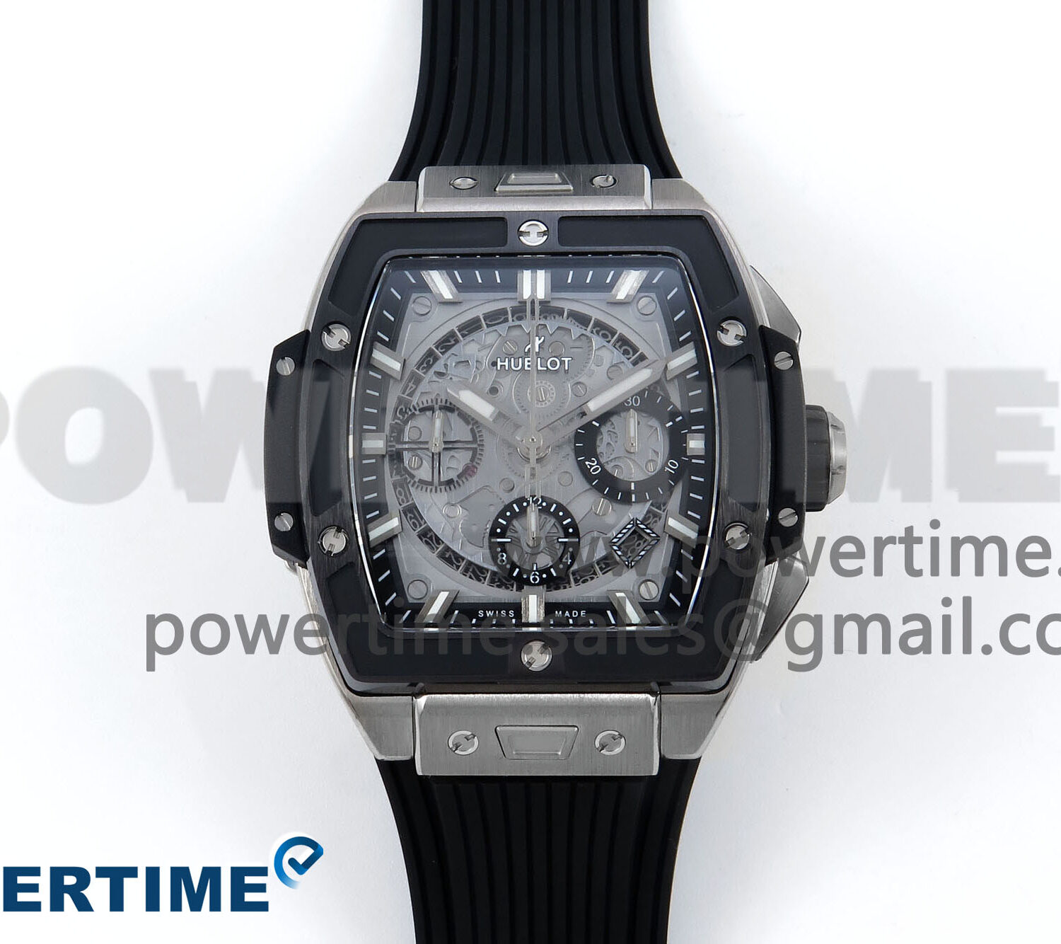 Spirit of Big Bang Titanium BBF 1:1 Best Edition Black Ceramic Bezel Skeleton Dial on Black Rubber Strap A7750
