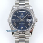 Day Date 128239 36mm SS KF 1:1 Best Edition Blue Roman Dial On President Bracelet A2836 (Gain Weight)