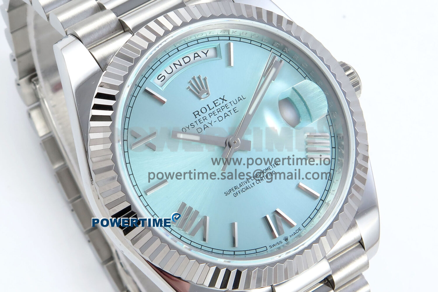 Day Date 128239 36mm SS KF 1:1 Best Edition Tiffany Blue Roman Dial On President Bracelet A2836 (Gain Weight) - Image 2