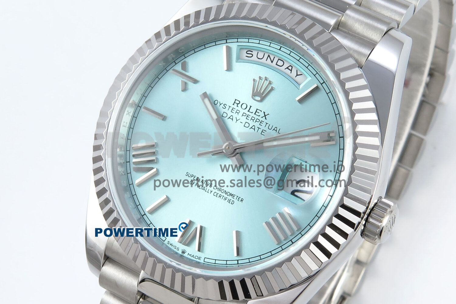 Day Date 128239 36mm SS KF 1:1 Best Edition Tiffany Blue Roman Dial On President Bracelet A2836 (Gain Weight) - Image 3