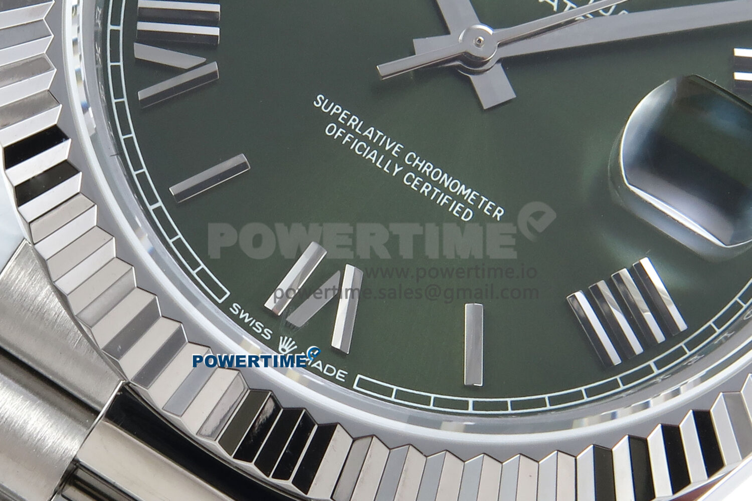 Day Date 128239 36mm SS KF 1:1 Best Edition Green Roman Dial On President Bracelet A2836 (Gain Weight) - Image 5