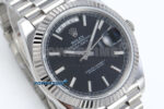 Day Date 128239 36mm SS KF 1:1 Best Edition Black Dial Stick Marker On President Bracelet A2836 (Gain Weight) - Image 2