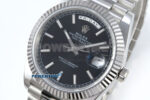 Day Date 128239 36mm SS KF 1:1 Best Edition Black Dial Stick Marker On President Bracelet A2836 (Gain Weight) - Image 3