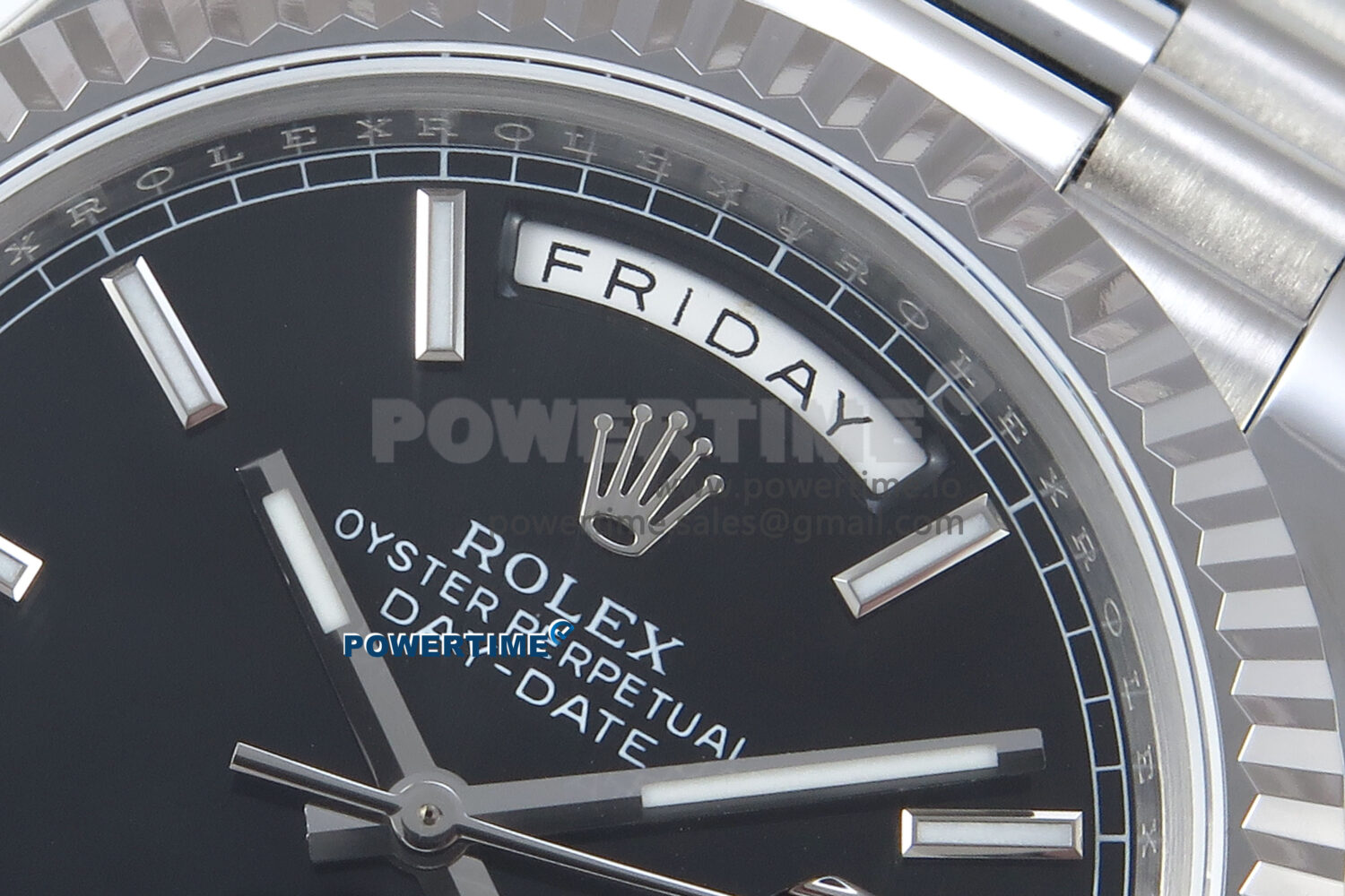 Day Date 128239 36mm SS KF 1:1 Best Edition Black Dial Stick Marker On President Bracelet A2836 (Gain Weight) - Image 4
