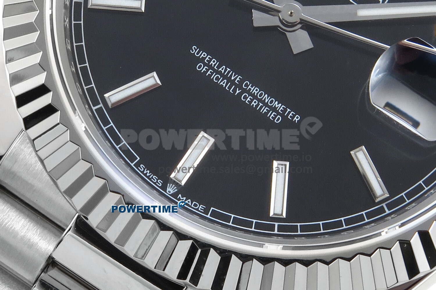 Day Date 128239 36mm SS KF 1:1 Best Edition Black Dial Stick Marker On President Bracelet A2836 (Gain Weight) - Image 5
