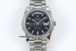 Day Date 128239 36mm SS KF 1:1 Best Edition Black Dial Stick Marker On President Bracelet A2836 (Gain Weight)