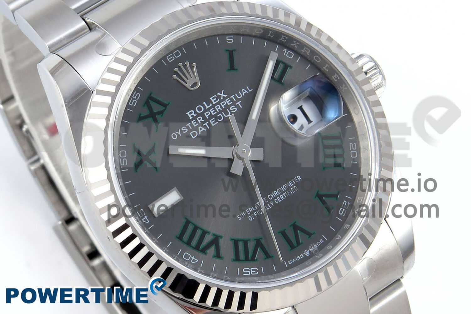 DateJust 36 126234 EWEF 1:1 Best Edition Gray Dial Green Roman Marker on Oyster Bracelet A3235 - Image 2