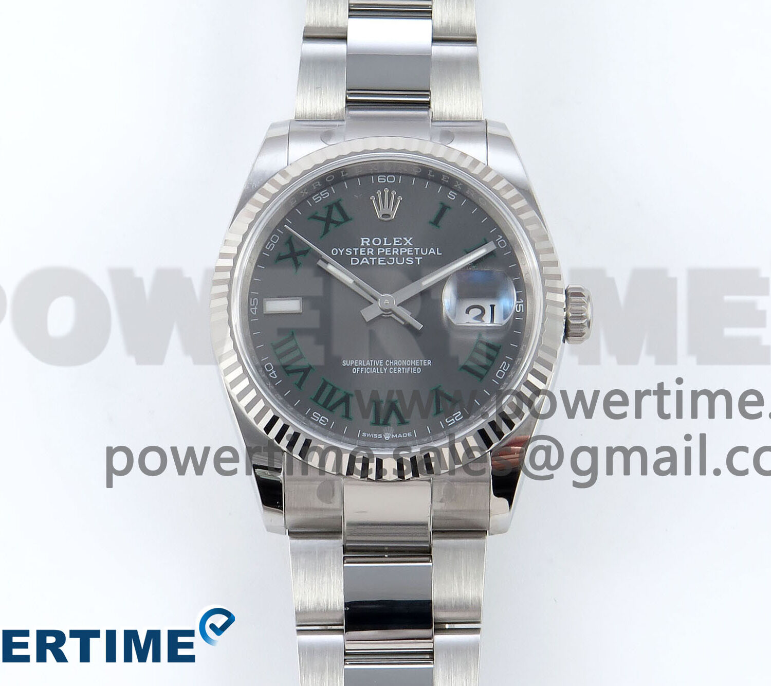 DateJust 36 126234 EWEF 1:1 Best Edition Gray Dial Green Roman Marker on Oyster Bracelet A3235