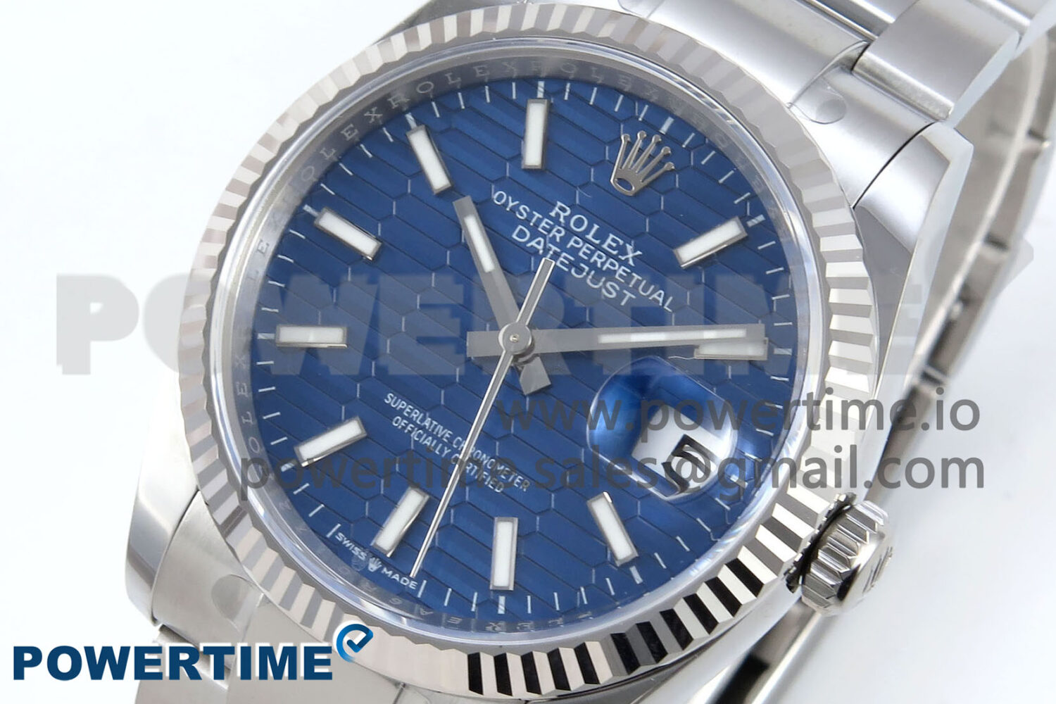 DateJust 36 126234 EWEF 1:1 Best Edition Blue Textured Stick Dial on Oyster Bracelet A3235 - Image 3
