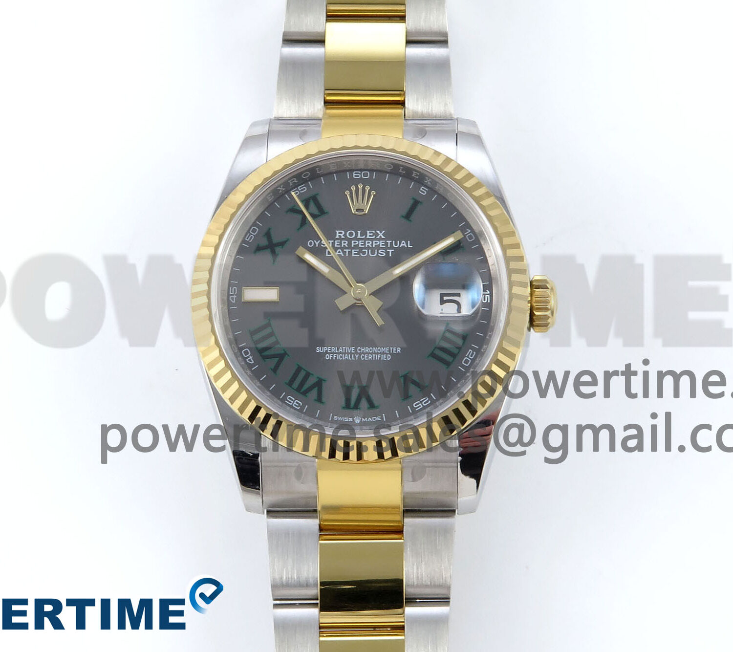 DateJust 36 126233 EWEF 1:1 Best Edition Gray Dial Green Roman Marker on SS/YG Oyster Bracelet A3235