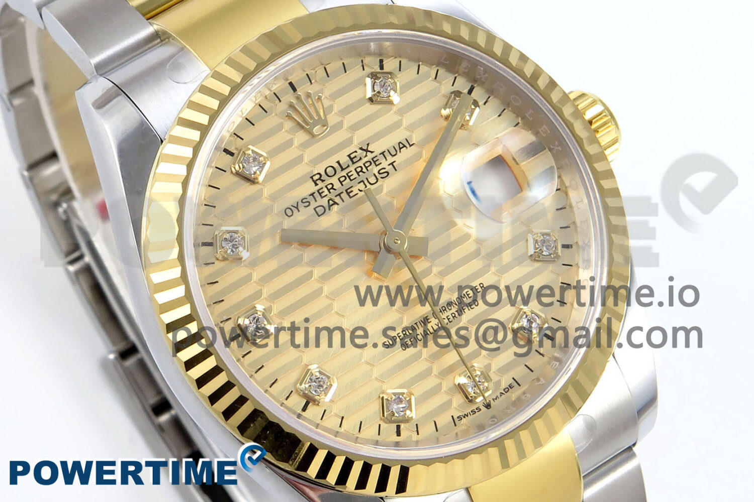 DateJust 36 126233 EWEF 1:1 Best Edition YG Textured Diamonds Dial on SS/YG Oyster Bracelet A3235 - Image 2