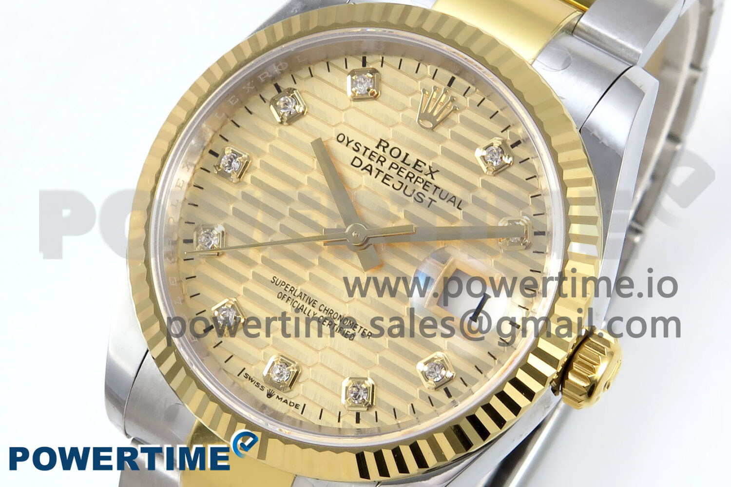 DateJust 36 126233 EWEF 1:1 Best Edition YG Textured Diamonds Dial on SS/YG Oyster Bracelet A3235 - Image 3