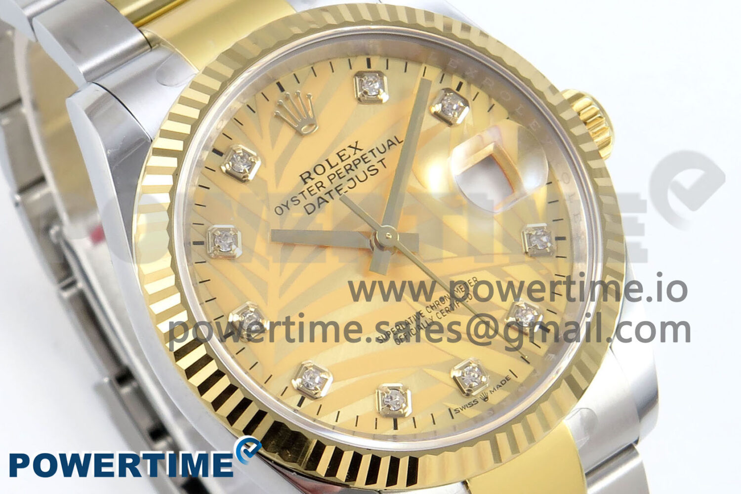 DateJust 36 126233 EWEF 1:1 Best Edition YG Leaf Diamonds Dial on SS/YG Oyster Bracelet A3235 - Image 2