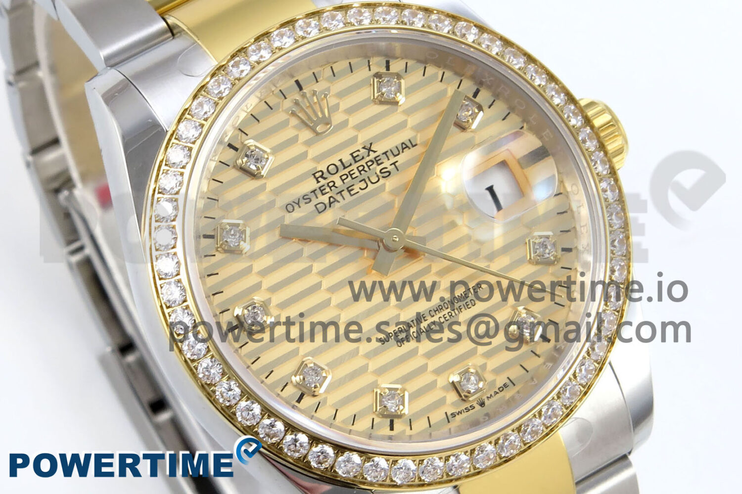 DateJust 36 126283RBR EWEF 1:1 Best Edition YG Textured Diamonds Dial on SS/YG Oyster Bracelet A3235 - Image 2