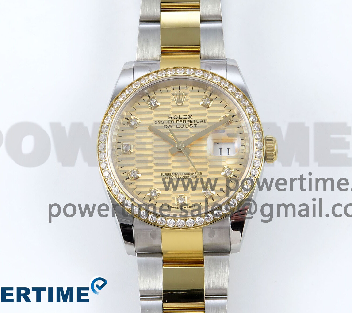 DateJust 36 126283RBR EWEF 1:1 Best Edition YG Textured Diamonds Dial on SS/YG Oyster Bracelet A3235
