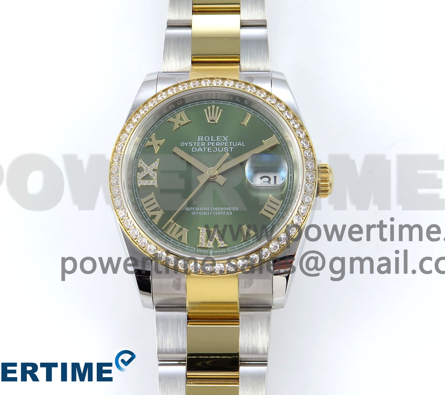DateJust 36 126283RBR EWEF 1:1 Best Edition Green Roman Diamonds Dial on SS/YG Oyster Bracelet A3235