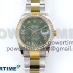 DateJust 36 126283RBR EWEF 1:1 Best Edition Green Roman Diamonds Dial on SS/YG Oyster Bracelet A3235