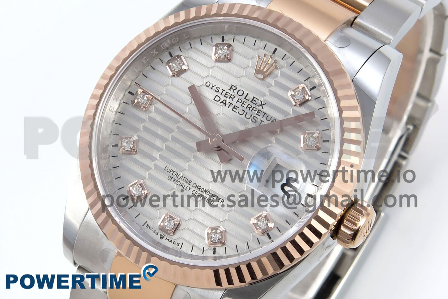DateJust 36 126231 EWEF 1:1 Best Edition White Textured Diamonds Dial on SS/RG Oyster Bracelet A3235 - Image 3