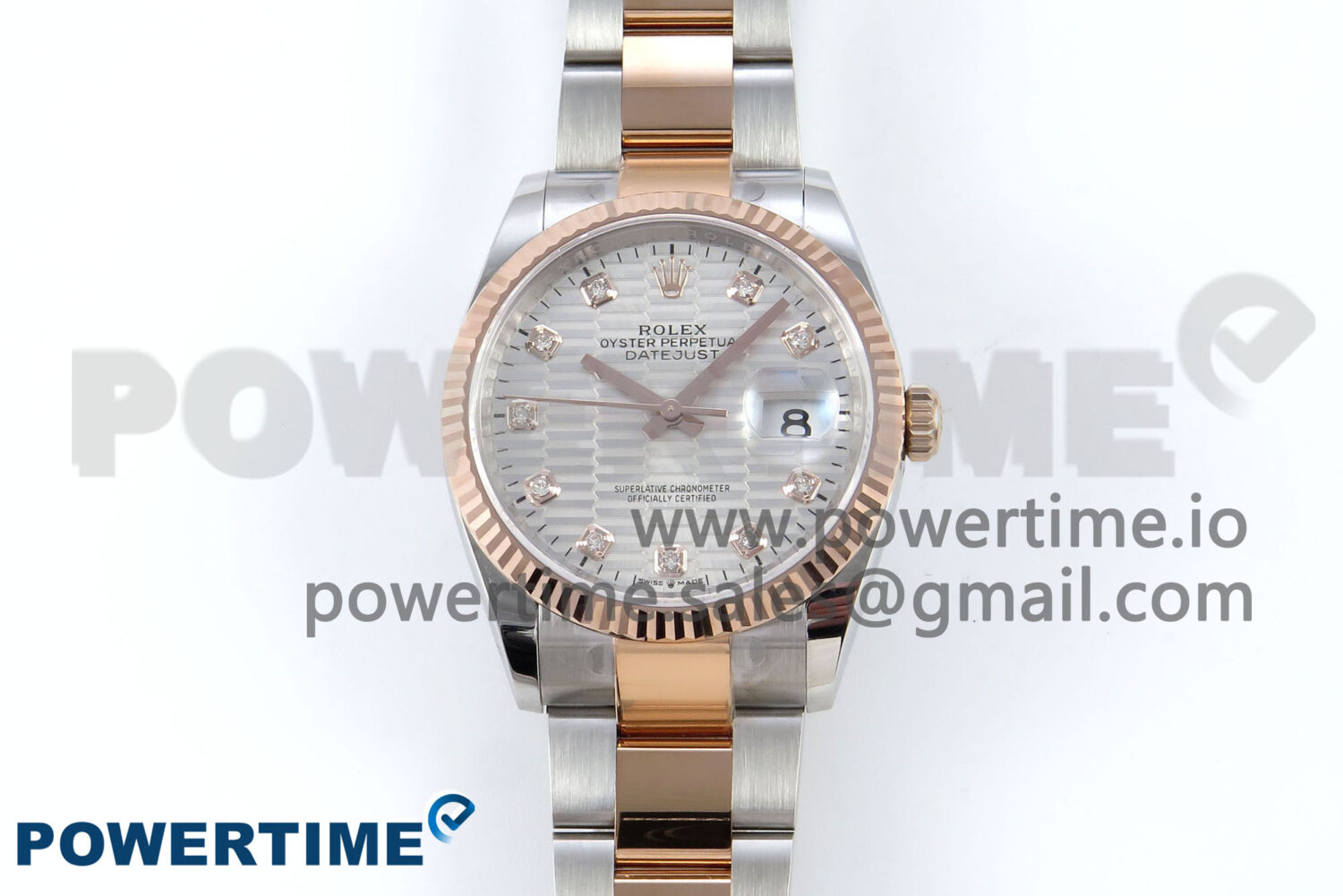 DateJust 36 126231 EWEF 1:1 Best Edition White Textured Diamonds Dial on SS/RG Oyster Bracelet A3235 - Image 1