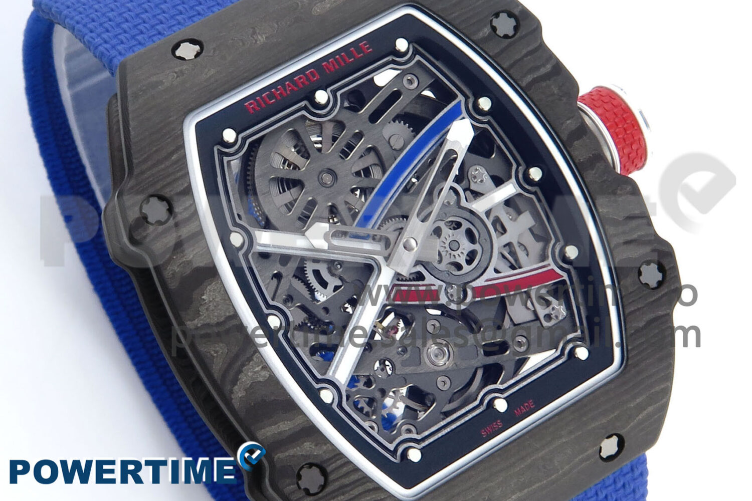 Custom Made RM67-02 Black NTPT France Dial on Blue Nylon strap CRMA7 Clone - Image 2