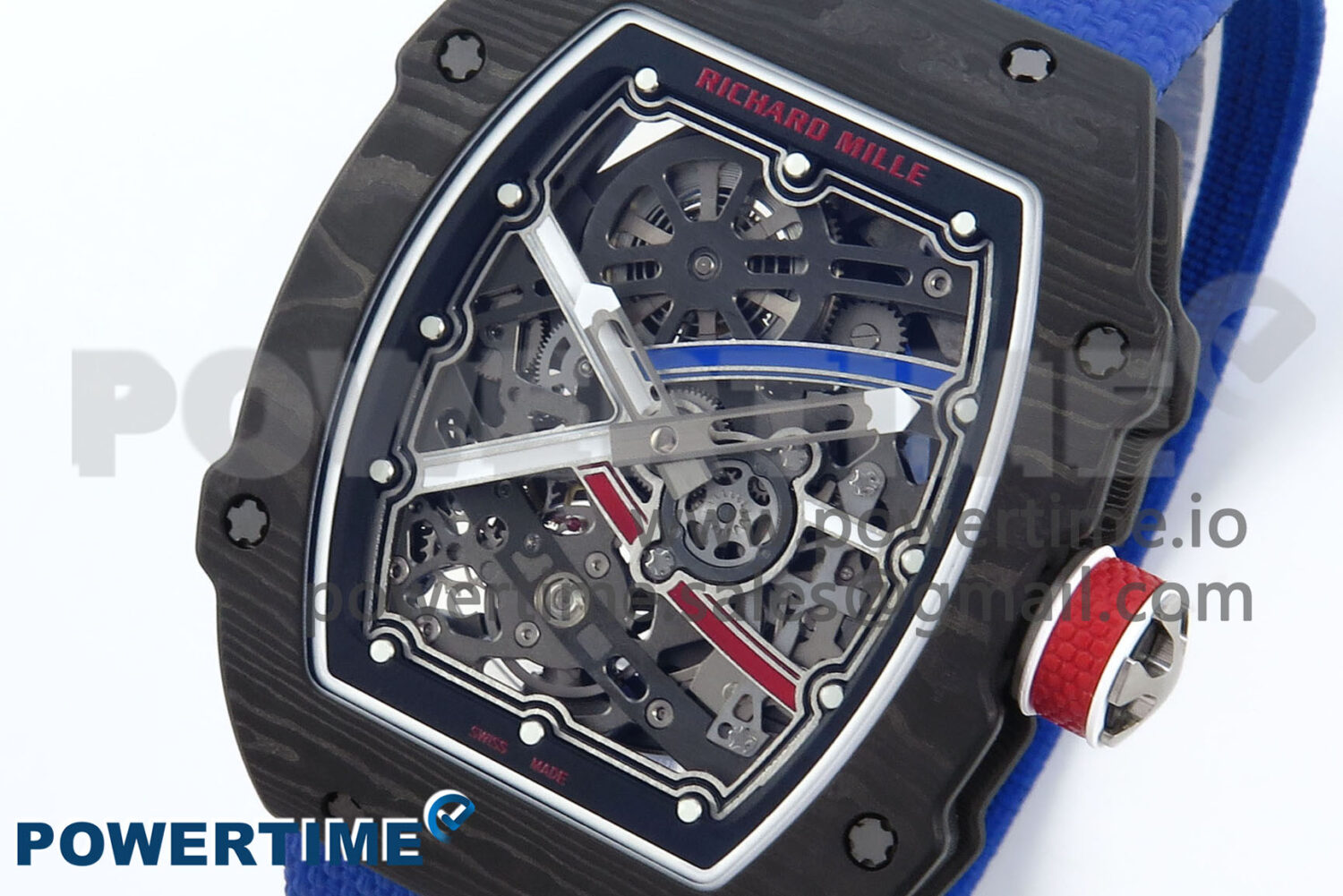Custom Made RM67-02 Black NTPT France Dial on Blue Nylon strap CRMA7 Clone - Image 3